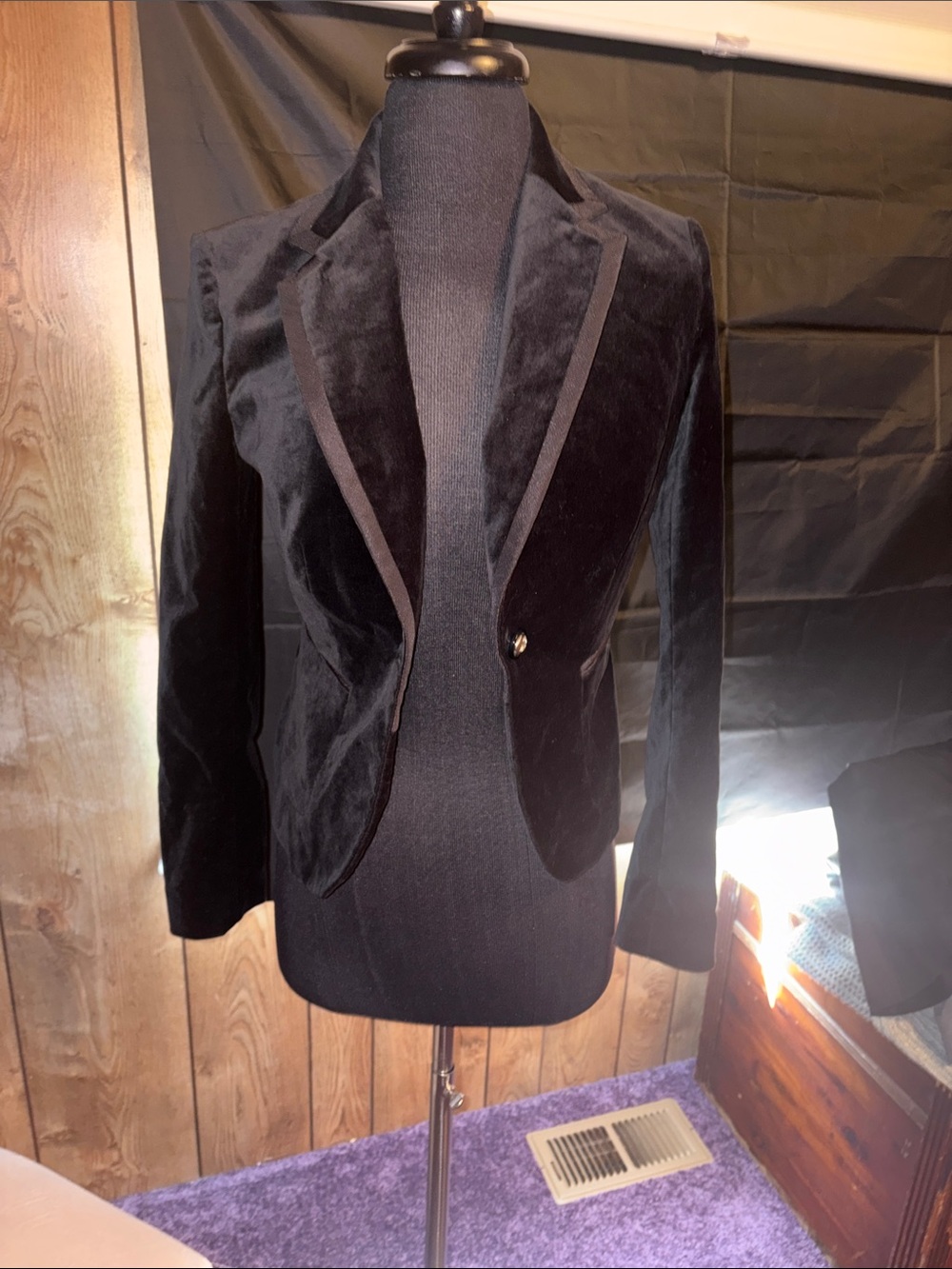 Black Velvet Single-Button Blazer by The Limited